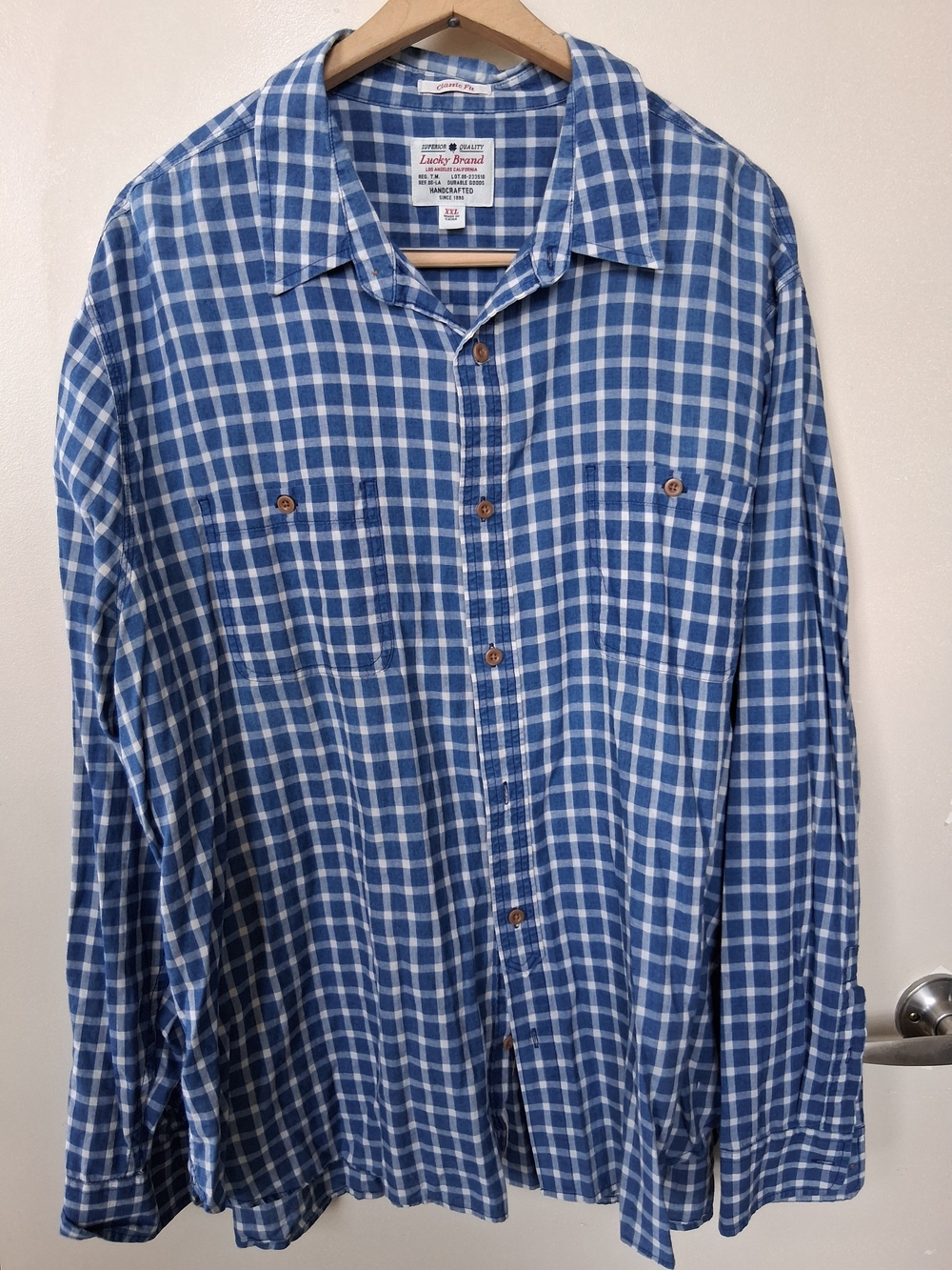 Lucky Brand Blue Check Cotton Button-Down Shirt - Men